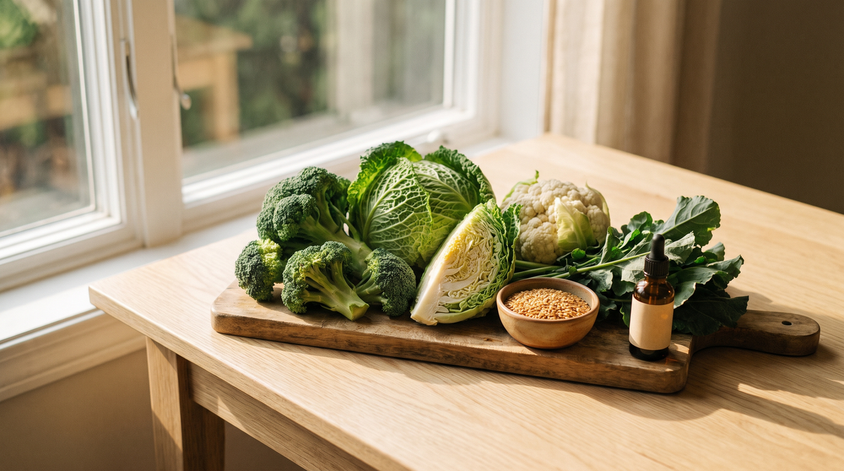 Cruciferous vegetables and flax seeds for estrogen balance