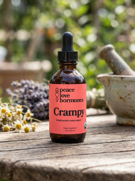Crampy herbal tincture for menstrual cramp relief - Peace Love Hormones - view 1